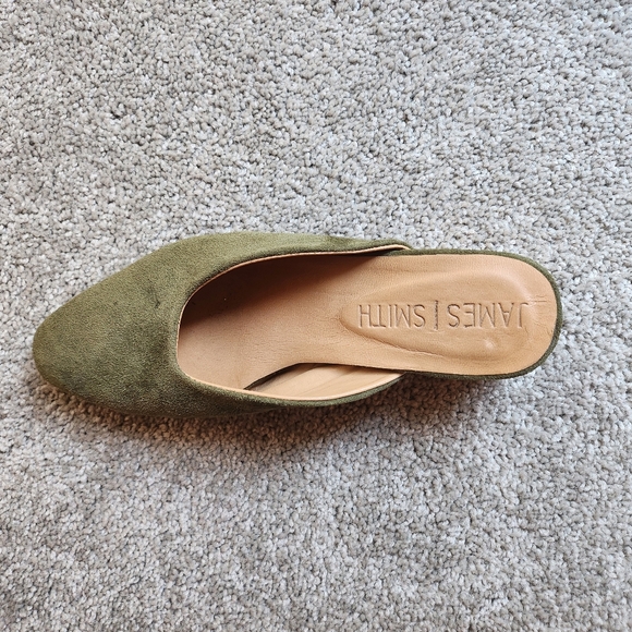 JAMES | SMITH 'Cafe Society' Mules - Green Suede - Picture 7 of 8